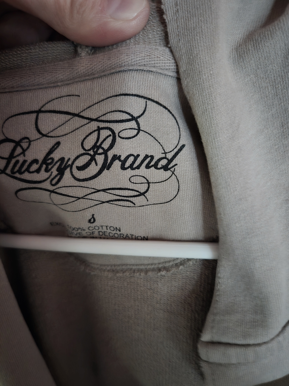 Lucky Brand Light Gray Hooded Jacket  with Black Floral Accents - Picture 4 of 4